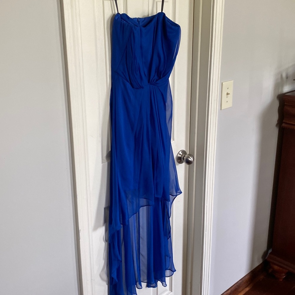 Strapless blue high/low dress